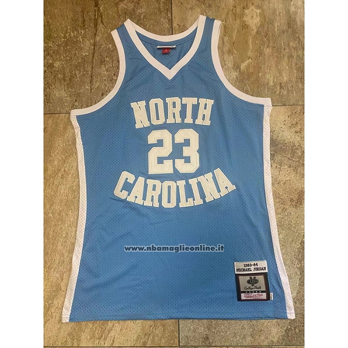 Maglia NCAA North Carolina Tar Heels Michael Jordan #23 Mitchell & Ness 1983-84 Blu